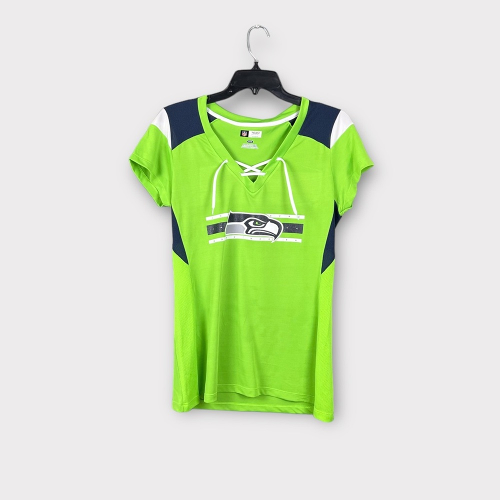 Seahawks Womens Green Lace Up‎ Jersey Size Large Rhinestones
